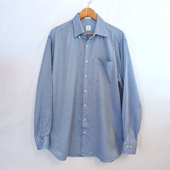 Peter Millar Men’s | Blue & White Long Sleeve Cotton Button Down Shirt | Large - Picture 3 of 10